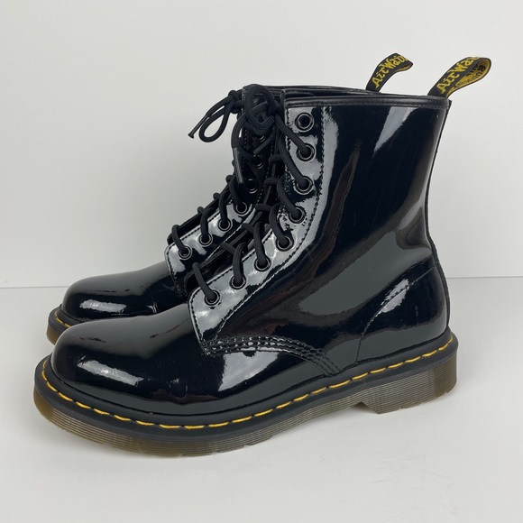 Dr. Martens Shoes - Dr. Martens 1460 Black Patent Leather Lace Up Boots